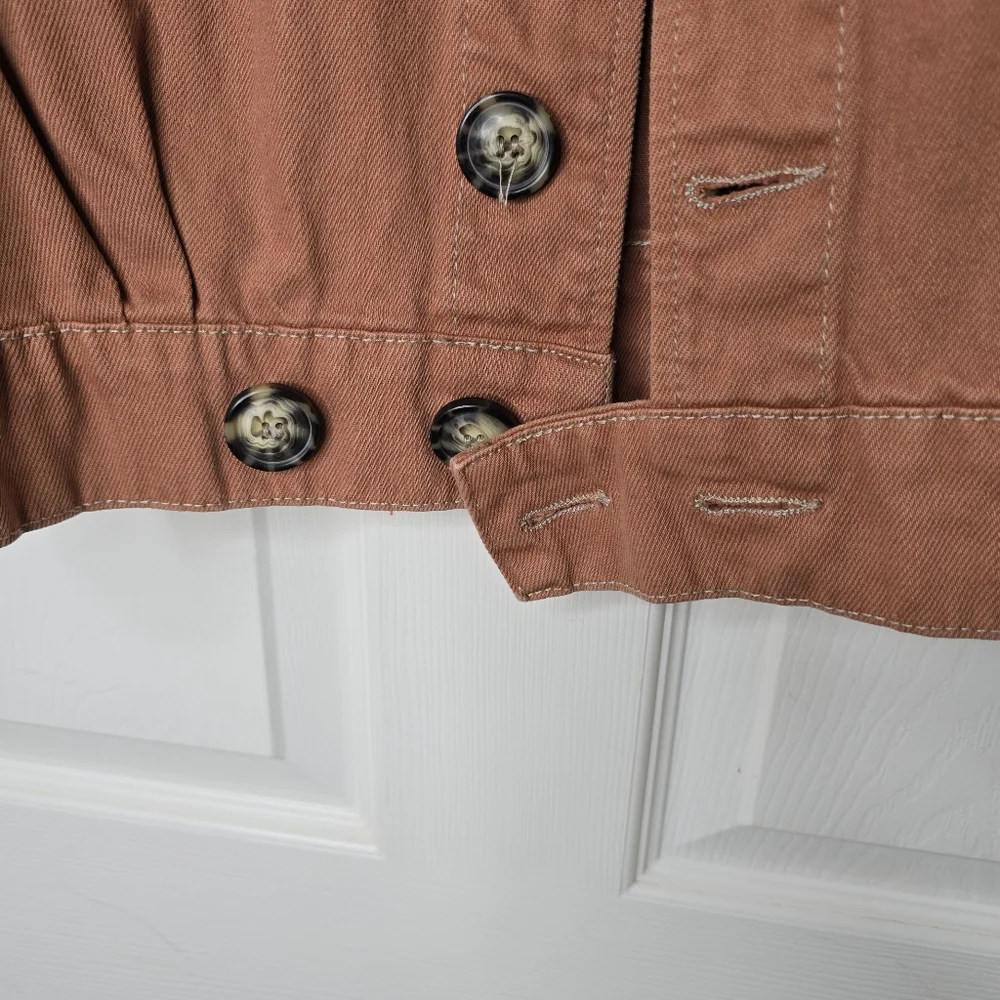 Free People terra cotta Button front shacket womens long sleeve S - Picture 5 of 12